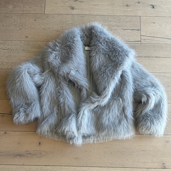 Women's Astr Lynx Faux Fur Jacket in Silver - Picture 2 of 4